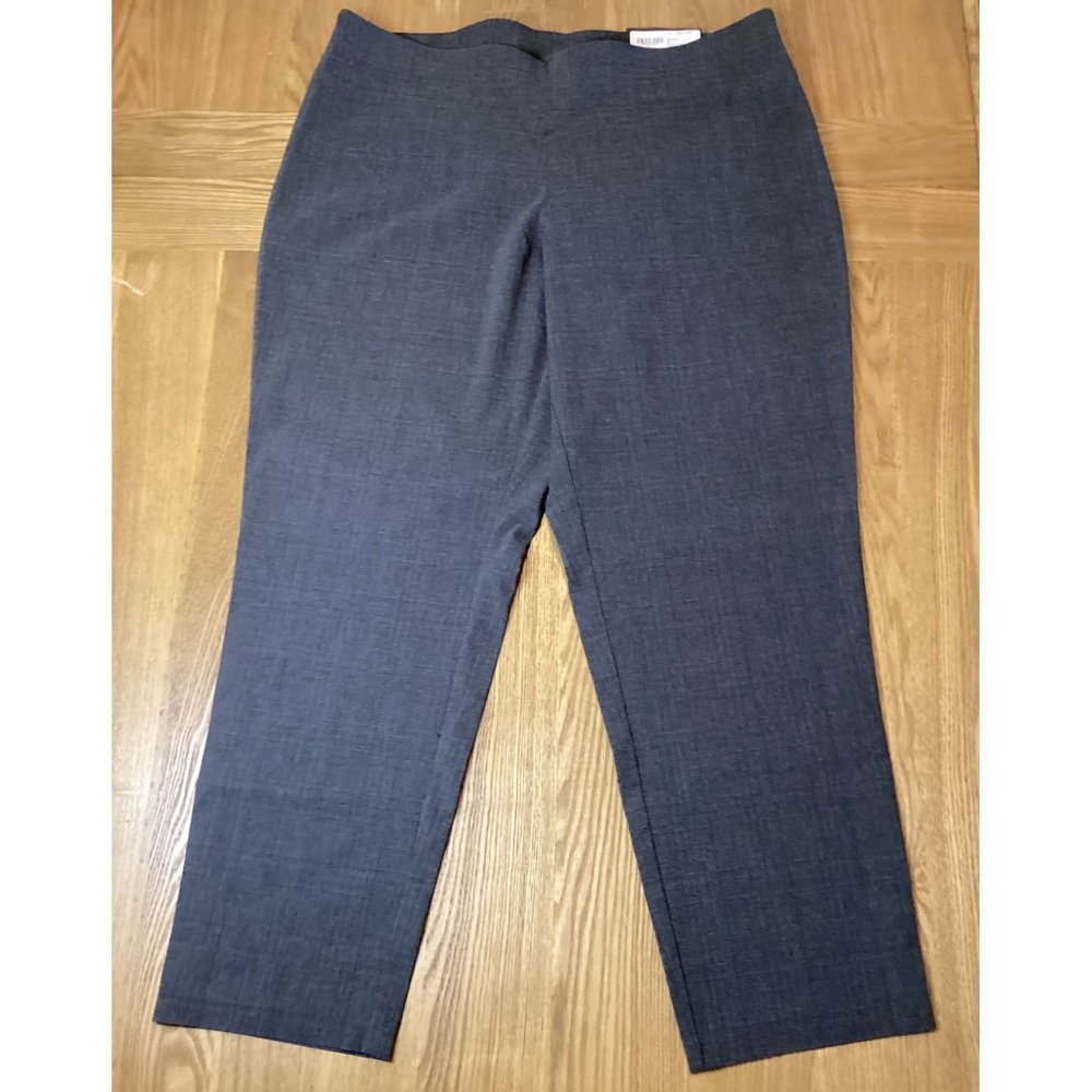 Worthington Slim Fit Slacks Pants Plus Size 1X Grey Plaid NWT